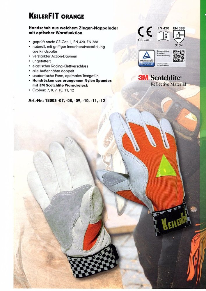 leichter Handschuh für Forst 7 x   Keiler Fit Orange Gr.11 1800311 Garten 